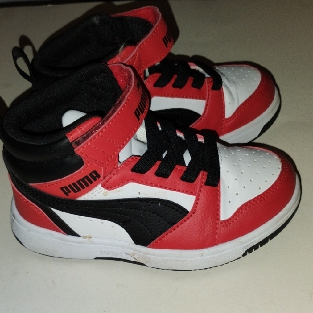 Puma Kids Red and Black High-Top Sneakers